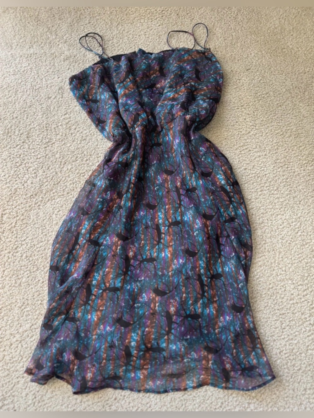 Obey Multicolor Strappy Midi Dress — Blue, Purple, Brown streetwear